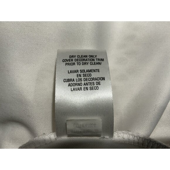 Sandra Darren Maxi Dress See Measurements Off White Beaded Neck Line Lace Lined - Picture 13 of 14